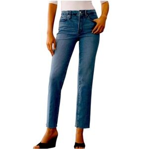 Good American Good Legs Straight Ankle 0211 Cropped Raw Hem Jeans blue 4/27